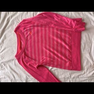 Pink striped crew sweater